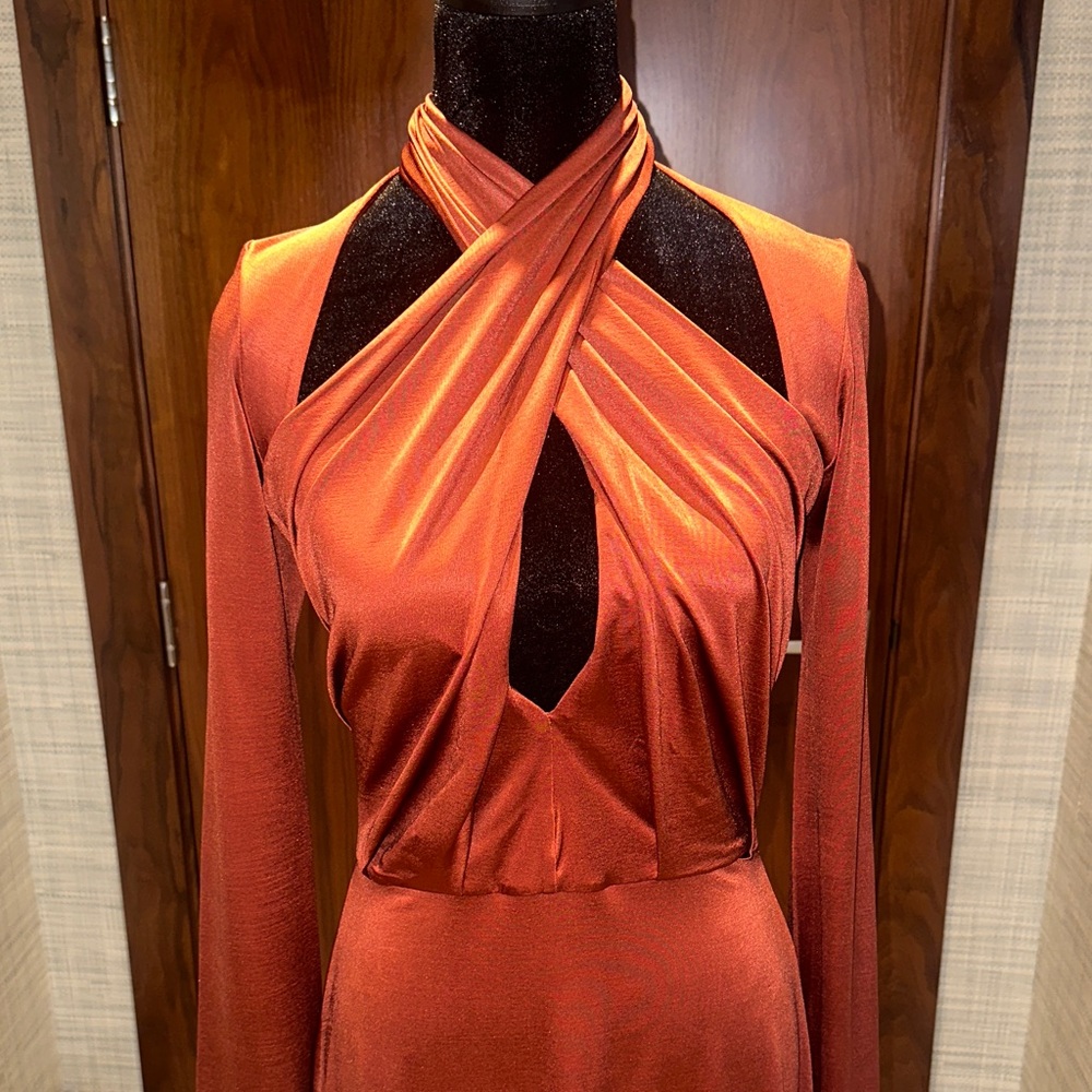 Johanna Ortiz Terracotta Midi Dress Size 4 Wedding Guest Resort - Picture 3 of 10